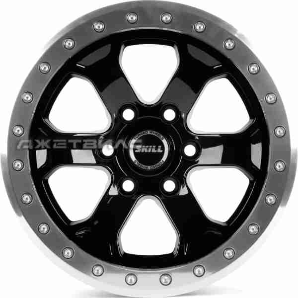 Кованый диск SKILL SB077-SV276 R17 9.5J 6x139.7 ET-44 DIA 106.1 Чёрный + Полированный Обод