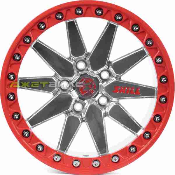 Кованый диск SKILL SB111-SL178 R17 9J 5x127 ET12 DIA 71.6 зеркальная полировка + красный бедлок