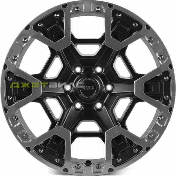 Кованый диск SKILL SB129-SV452 R20 9.5J 6x135 ET20 DIA 87.1 чёрный матовый + декоративные кольца SH33