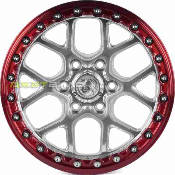 Кованый диск SKILL SB821-SB519 R17 8.5J 6x135 ET20 DIA 87.1 зеркальная полировка + красный бедлок