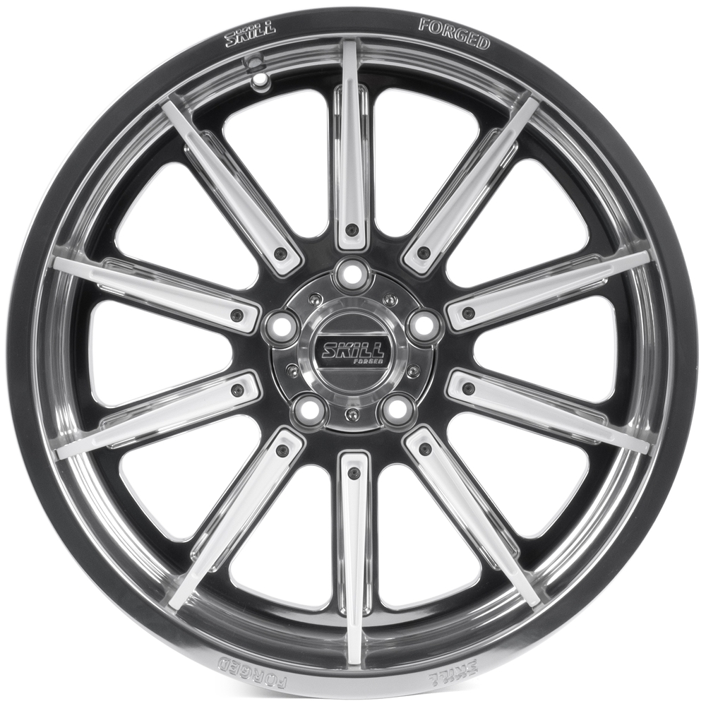 Кованый диск SKILL SD101-SK335 R20 10J 5x127 ET-18 Кованый диск SKILL SD101-SK335 R20 10J 5x127 ET-18 DIA 71.6 зеркальная полировка + белые спицы