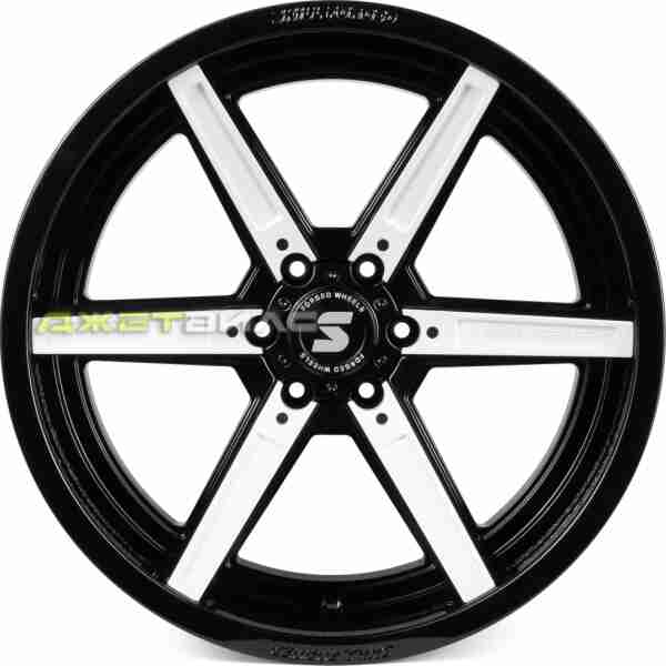 Кованый диск SKILL SD102-SL101 R22 12J 6x139.7 ET-44 DIA 77.8 Чёрный Глянцевый + Белые Декоративные Элементы