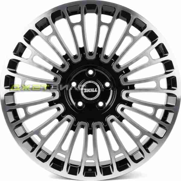 Кованый диск SKILL SL009-SK363 R22 9J 5x120 ET40 DIA 62.5 Чёрный Глянцевый + Полированные Спицы