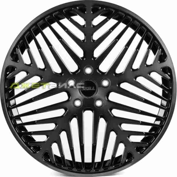 Кованый диск SKILL SL219-SL086 R21 9J 5x120 ET45.5 DIA 62.5 Чёрный Глянцевый + Полированные Спицы + Темный Лак