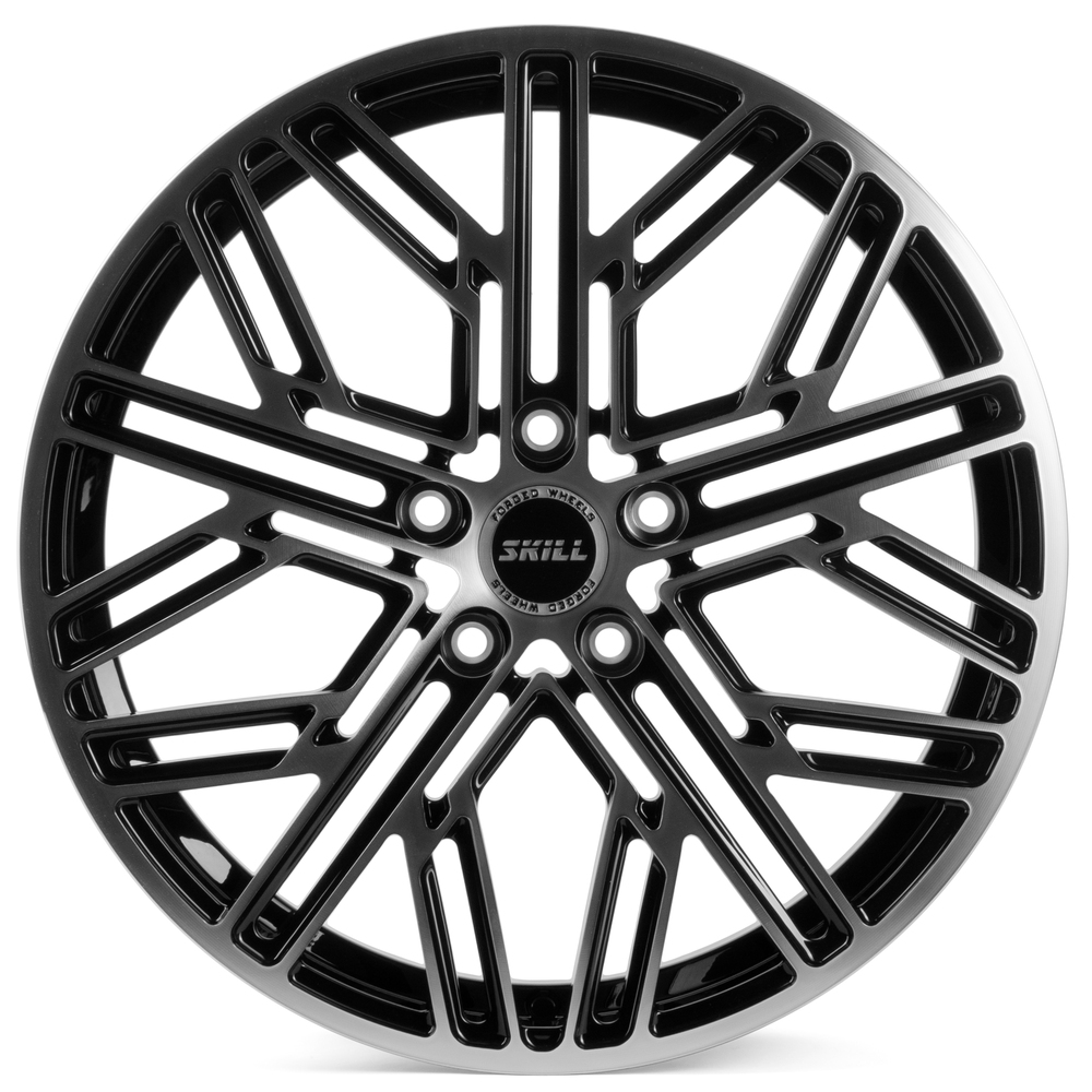 Кованый диск SKILL SL238 R19 8J 5x120 ET41.5 Кованый диск SKILL SL238 R19 8J 5x120 ET41.5 DIA 66.1 Черный + Полированные Спицы