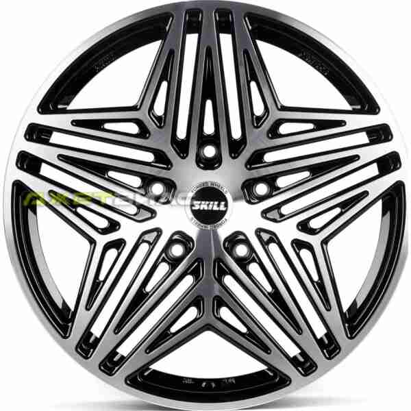 Кованый диск SKILL SL351-SB418 R20 9J 5x150 ET40 DIA 110.1 Черный + Полированные Спицы