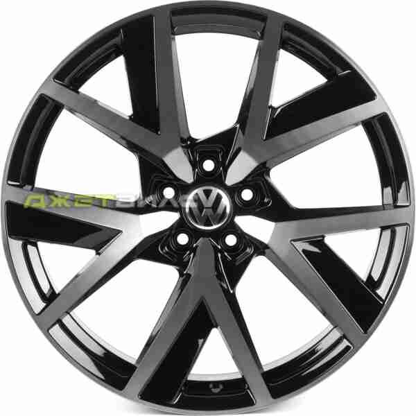 Кованый диск SKILL SL365-SL221 R20 9J 5x112 ET33 DIA 66.6 Чёрный Глянцевый + Полированные Спицы