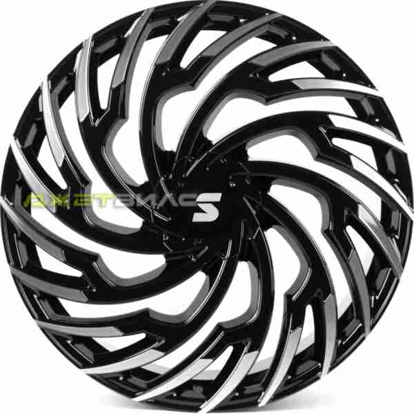 Кованый диск SKILL SL528-SB594 R22 9.5J 5x120 ET40 DIA 62.55 Чёрный Глянцевый + Полированные Спицы