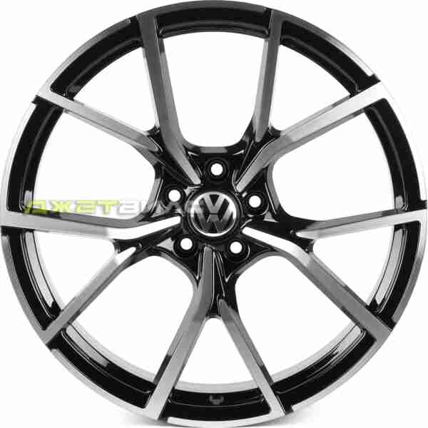 Кованый диск SKILL SL665-SK333 R20 9J 5x112 ET33 DIA 66.6 Чёрный Глянцевый + Полированные Спицы