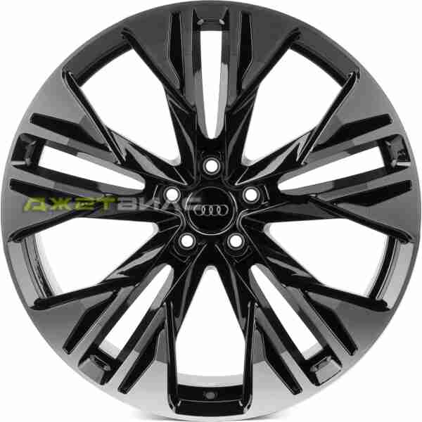 Кованый диск SKILL SL686-SL221 R20 9J 5x112 ET20 DIA 66.5 Чёрный Глянцевый + Полированные Спицы