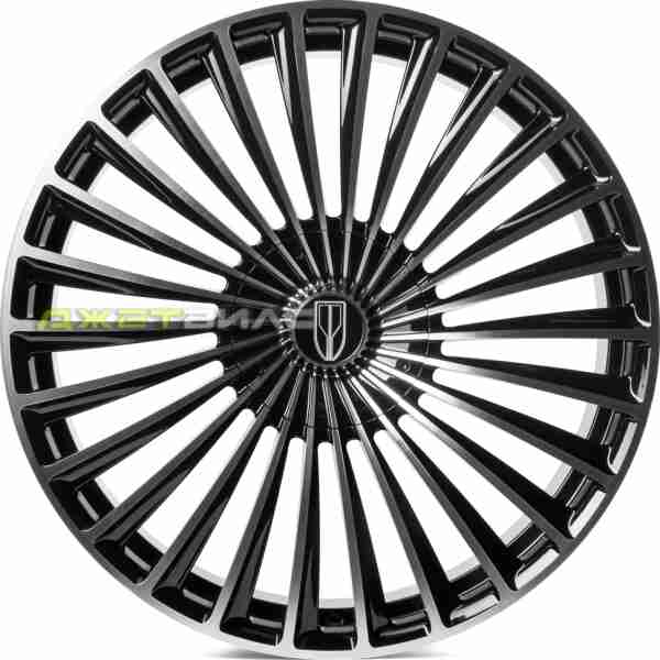 Кованый диск SKILL SV017-SV326 R22 9.5J 5x130 ET33 DIA 71.6 Чёрный Глянцевый + Полированные Спицы