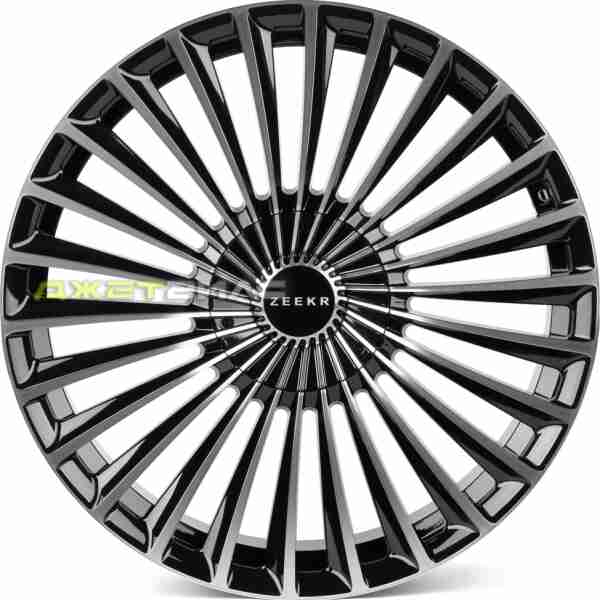 Кованый диск SKILL SV017-SV482 R22 9.5J 5x108 ET35 DIA 63.4 Чёрный Глянцевый + Полированные Спицы