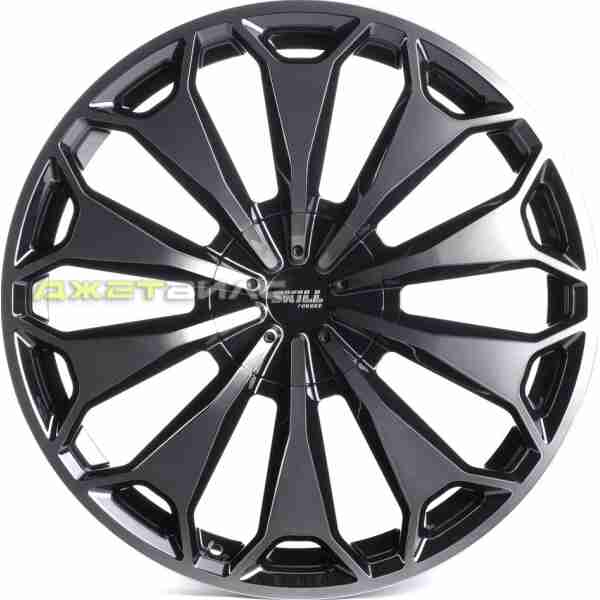 Кованый диск SKILL SV078-DS227 R21 9.5J 5x130 ET33 DIA 71.6 Чёрный Глянцевый + Полированные Спицы Под Тёмным Лаком