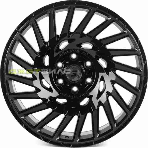 Кованый диск SKILL SV093-SK365 R22 10J 6x139.7 ET10 DIA 77.8 Чёрный Глянцевый + Полированные Спицы
