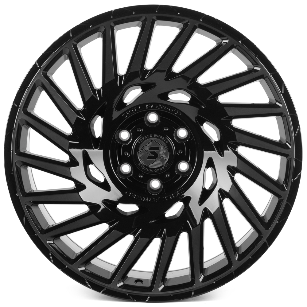 Кованый диск SKILL SV093-SK365 R22 10J 6x139.7 ET10 Кованый диск SKILL SV093-SK365 R22 10J 6x139.7 ET10 DIA 77.8 Чёрный Глянцевый + Полированные Спицы