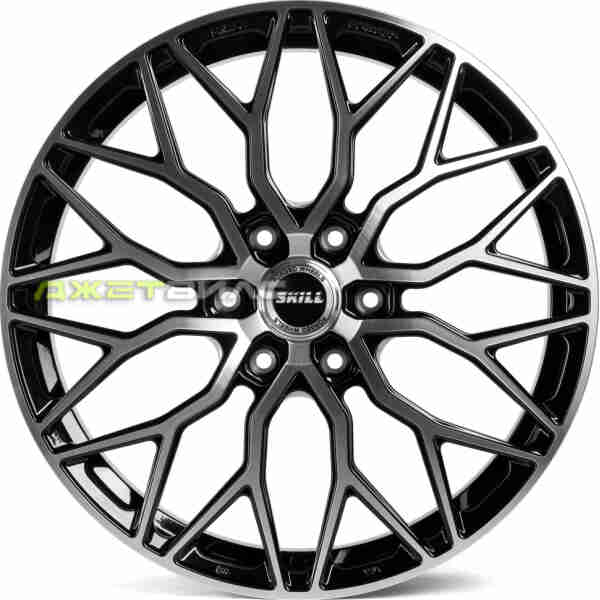 Кованый диск SKILL SV100-SK363 R22 9J 6x139.7 ET19 DIA 77.8 Чёрный Глянцевый + Полированные Спицы + Темный Лак