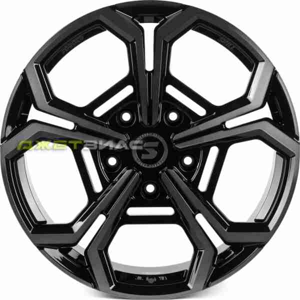 Кованый диск SKILL SV111-SL221 R20 9J 5x150 ET45 DIA 110.1 чёрный глянцевый + полированные спицы + лак SK51