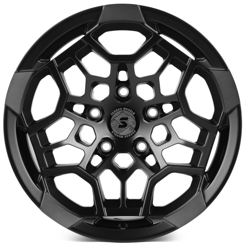 Кованый диск SKILL SV171-SK290 R17 9J 5x127 ET-12 Кованый диск SKILL SV171-SK290 R17 9J 5x127 ET-12 DIA 71.5 Чёрный Матовый + Полированные Спицы