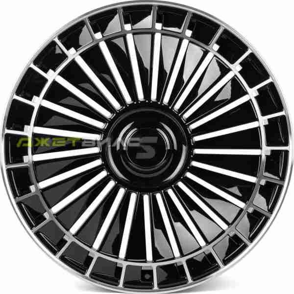 Кованый диск SKILL SV171-SB593 R22 9J 6x139.7 ET28 DIA 78.1 Чёрный Глянцевый + Полированные Спицы