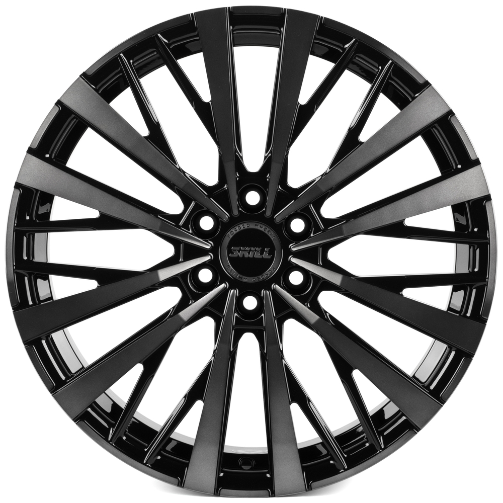 Кованый диск SKILL SV180-SL204 R19 8J 6x114.3 ET46 Кованый диск SKILL SV180-SL204 R19 8J 6x114.3 ET46 DIA 67.1 чёрный глянцевый + полированные спицы + лак SK51