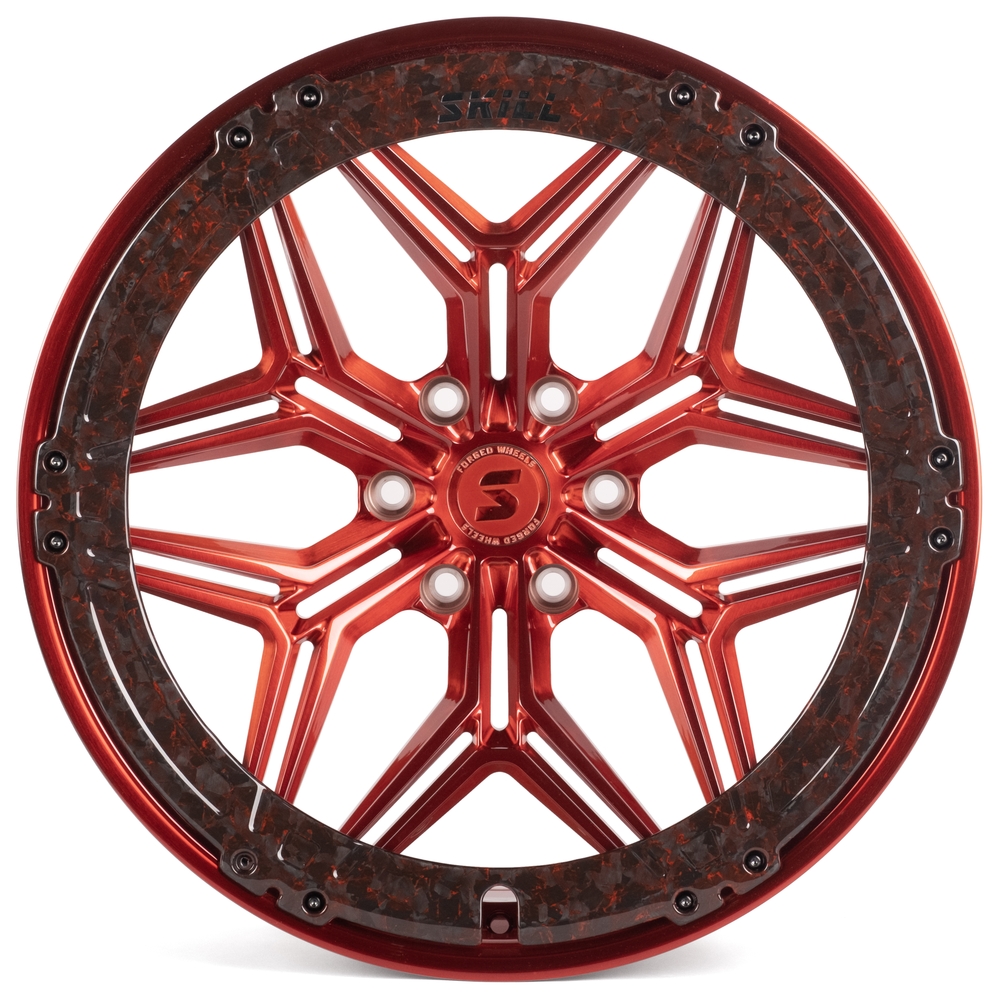 Кованый диск SKILL SV185-SB595 R22 10J 6x139.7 ET-10 Кованый диск SKILL SV185-SB595 R22 10J 6x139.7 ET-10 DIA 77.8 Красный + Карбон Sfc09