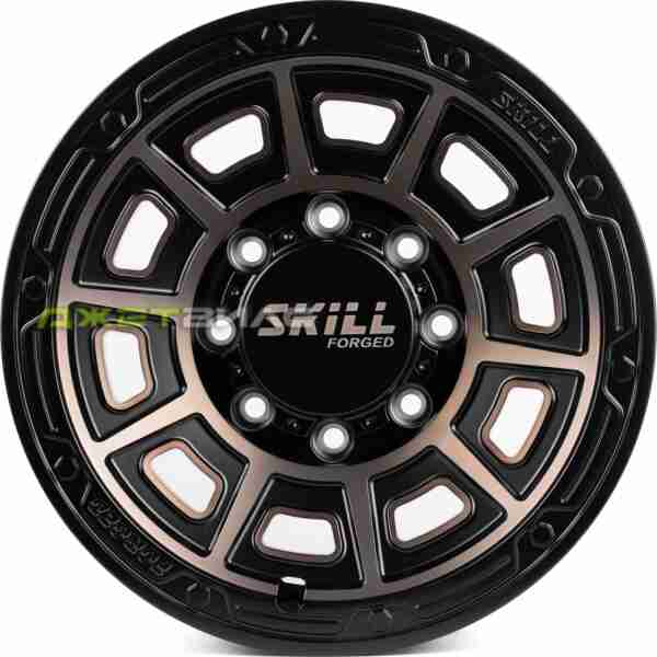 Кованый диск SKILL SV308-SB519 R17 8.5J 8x165.1 ET25 DIA 121.3 Чёрный Матовый + Полированные Спицы Под Бронзовым Лаком