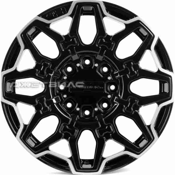 Кованый диск SKILL SV317-SV306 R20 9J 8x165.1 ET29 DIA 117 Черный + Полированные Спицы