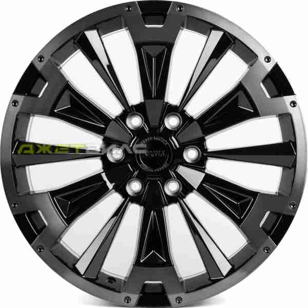 Кованый диск SKILL SV619-CS412 R20 9J 6x139.7 ET50 DIA 95.1 Чёрный Глянцевый + Полированные Спицы + Темный Лак