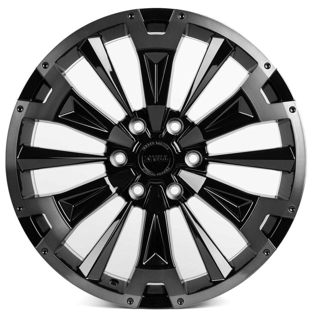 Кованый диск SKILL SV619-CS412 R20 9J 6x139.7 ET50 Кованый диск SKILL SV619-CS412 R20 9J 6x139.7 ET50 DIA 95.1 Чёрный Глянцевый + Полированные Спицы + Темный Лак