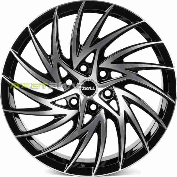 Кованый диск SKILL SV650-SL251 R22 9J 6x139.7 ET40 DIA 77.8 Чёрный Глянцевый + Полированные Спицы