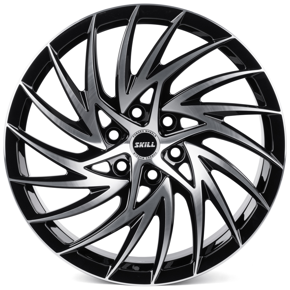 Кованый диск SKILL SV650-SL251 R22 9J 6x139.7 ET40 Кованый диск SKILL SV650-SL251 R22 9J 6x139.7 ET40 DIA 77.8 Чёрный Глянцевый + Полированные Спицы