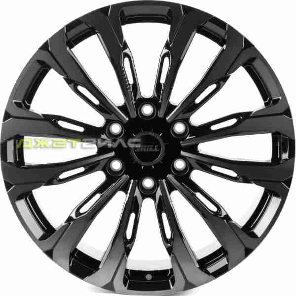 Кованый диск SKILL SV671-SL221 R20 9J 6x139.7 ET50 DIA 95.1 Чёрный Глянцевый + Полированные Спицы + Темный Лак