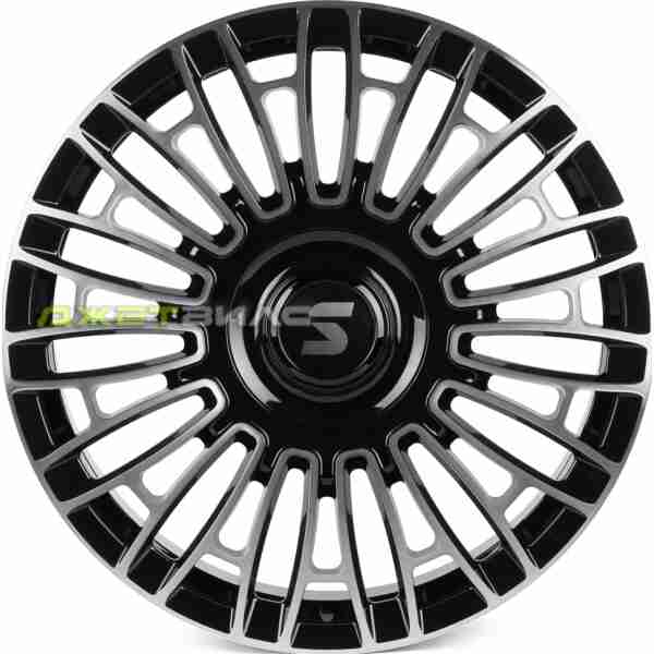 Кованый диск SKILL SV702-SL251 R22 9J 6x139.7 ET28 DIA 78.1 Чёрный Глянцевый + Полированные Спицы