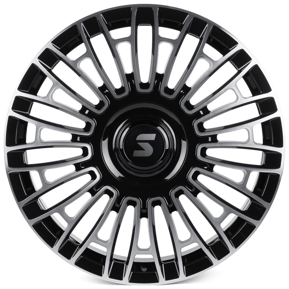 Кованый диск SKILL SV702-SL251 R22 9J 6x139.7 ET28 Кованый диск SKILL SV702-SL251 R22 9J 6x139.7 ET28 DIA 78.1 Чёрный Глянцевый + Полированные Спицы