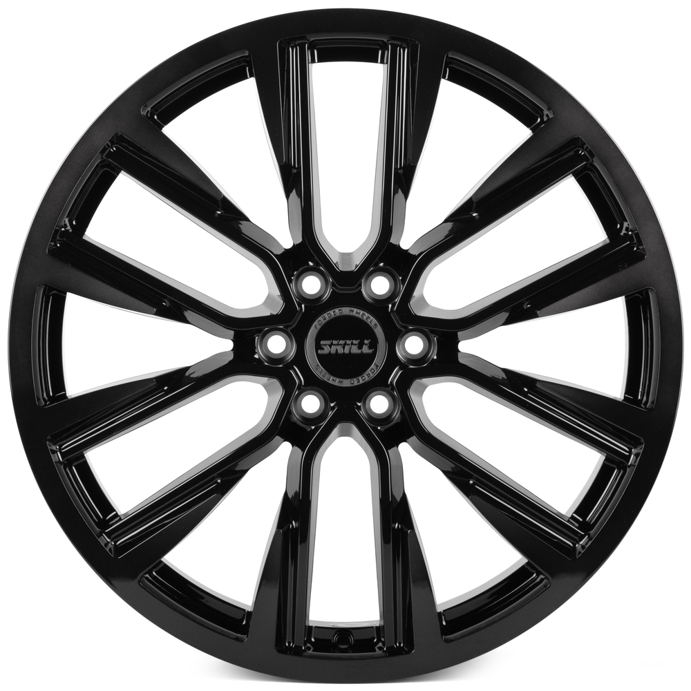 Кованый диск SKILL SV946-CS410 R20 8J 6x114.3 ET46 Кованый диск SKILL SV946-CS410 R20 8J 6x114.3 ET46 DIA 67.1 чёрный глянцевый + полированные спицы + лак SH52