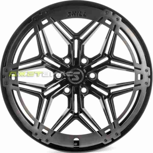 Кованый диск SKILL SV185-CT400 R22 10J 6x139.7 ET-10 DIA 77.8 чёрный глянцевый + обод SH51