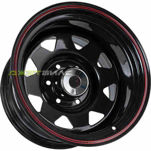 Литой диск Grizzly SW01-1549 R17 9J 6x139.7 ET-25 DIA 110.1 Shinning Black With 2 Red Line