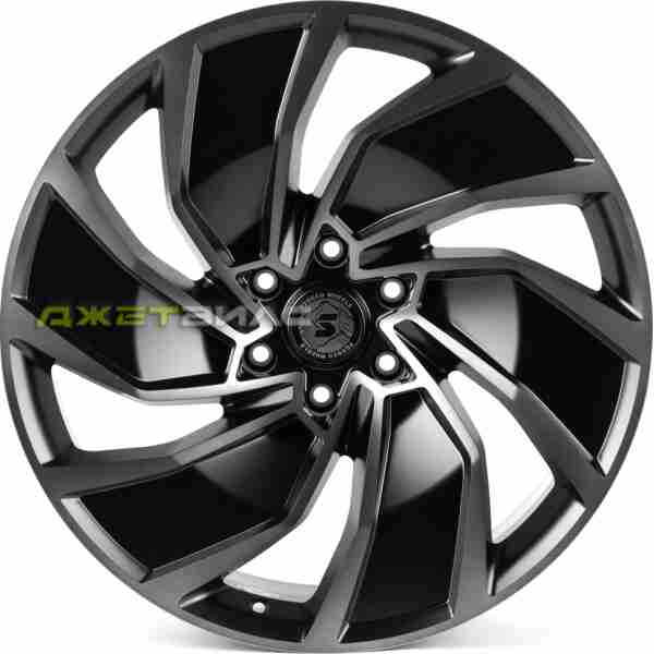 Кованый диск SKILL SL338-SK363 R22 9J 6x139.7 ET10 DIA 77.8 чёрный матовый + полированные спицы + матовый тёмный лак