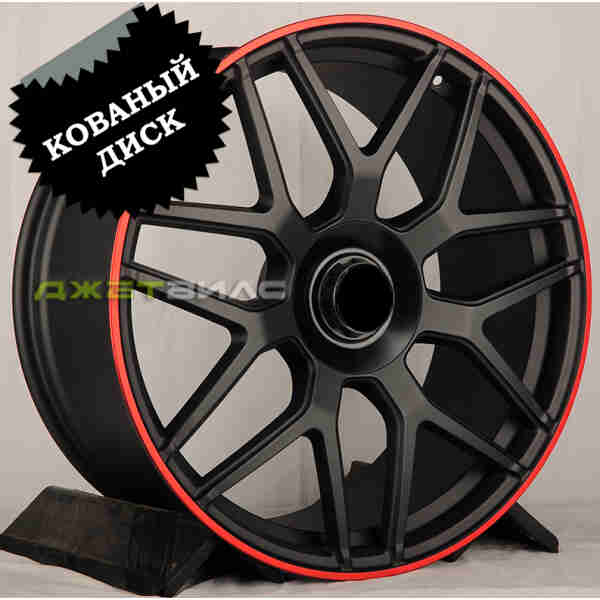 Кованый диск JETFORGED RGW1903 R22 10J 5x130 ET30 DIA 84.1 Matt Black Machine Red Lip