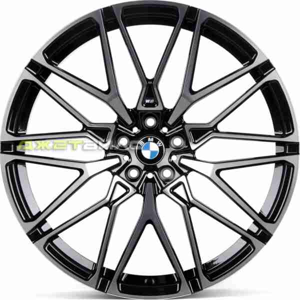 Кованый диск SKILL SL818-SL563 R20 9J 5x112 ET30 DIA 66.6 чёрный глянцевый + полированные спицы + лак SK51